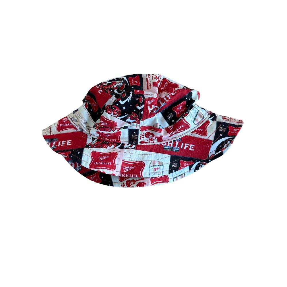 H3 Headwear - Miller Lite Beer Summer Bucket Hat in Red and White